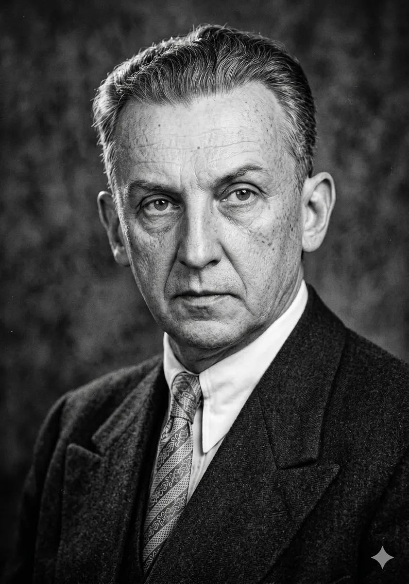 Retrato de Enrique Gaviola de perfil, en blanco y negro